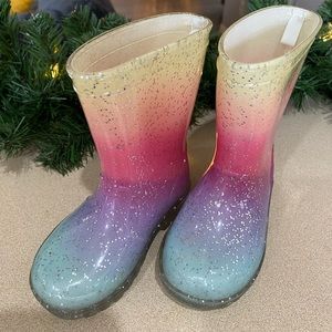 Toddler Rain Boots, Rainbow sparkle! Sz 7
